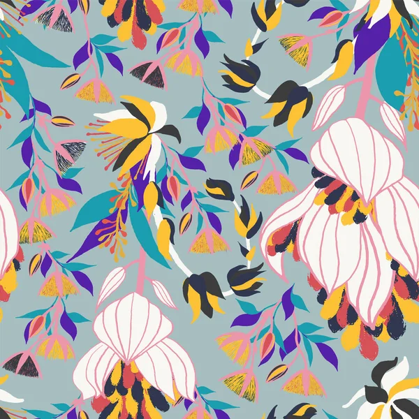 1703 Moody Fleurs motif sans couture — Image vectorielle
