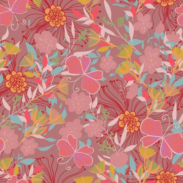 Seamless Pattern Floral Elements Vintage Background Vector Illustration — Stock Vector