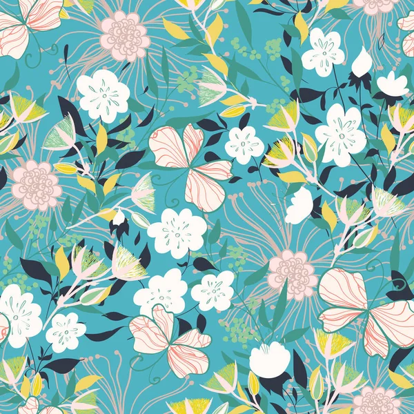 Seamless Pattern Floral Elements Vintage Background Vector Illustration — Stock Vector