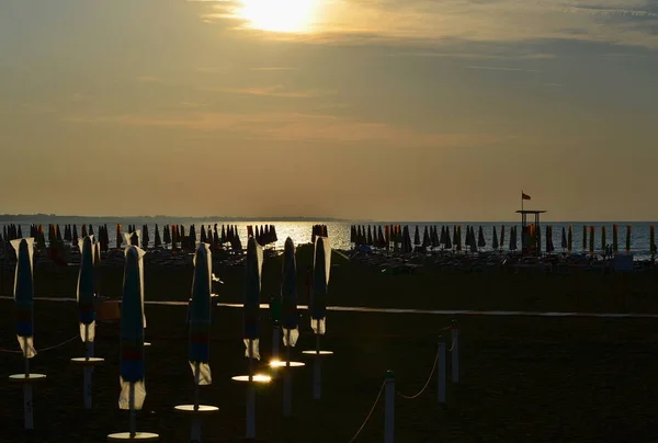 Vista Amanecer Playa Oriental Caorle Italia —  Fotos de Stock