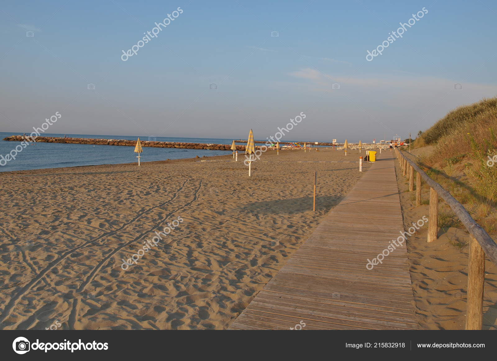 Vista Della Spiaggia Turistica Mare Mattina Eraclea Mare