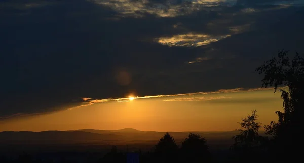 Görünüm Mistik Günbatımı South Bohemia Çek Cumhuriyeti — Stok fotoğraf