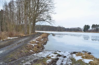 Kış havuz kırsal South Bohemia, Çek Cumhuriyeti