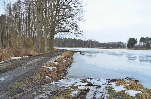 Kış havuz kırsal South Bohemia, Çek Cumhuriyeti
