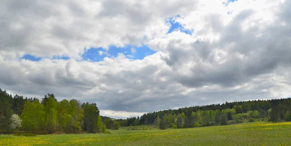 Vista paesaggio primaverile, Boemia meridionale, Repubblica Ceca Fotografia Stock