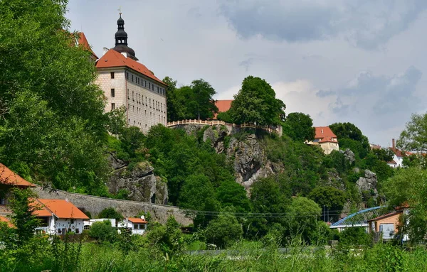Tarihsel Kısımda Evler Bechyne Kasabası Güney Bohemya Çek Cumhuriyeti Stok Fotoğraf