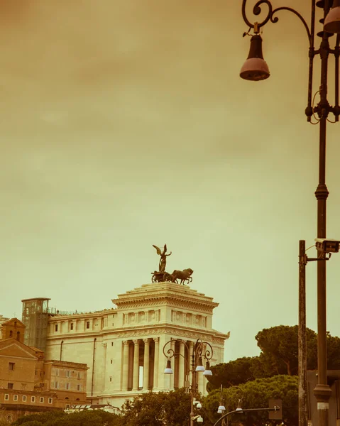 Roma Italia Diciembre 2018 Estatua Victoria Alada Con Cuadrigas Monumento — Foto de Stock