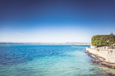 Ortigia, Syracuse / İtalya:, Aralık 2018: panoramik adanın eski Ortigia, Syracuse, Sicilya. İtalya