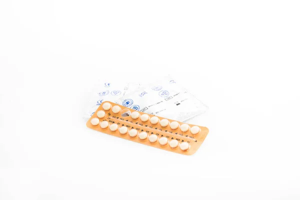Противозачаточные Таблетки Презерватив Противозачаточные — стоковое фото