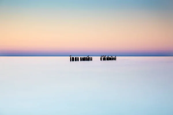 Okyanus günbatımı gökyüzü - muhteşem panorama alacakaranlık gökyüzü ve huzurlu w