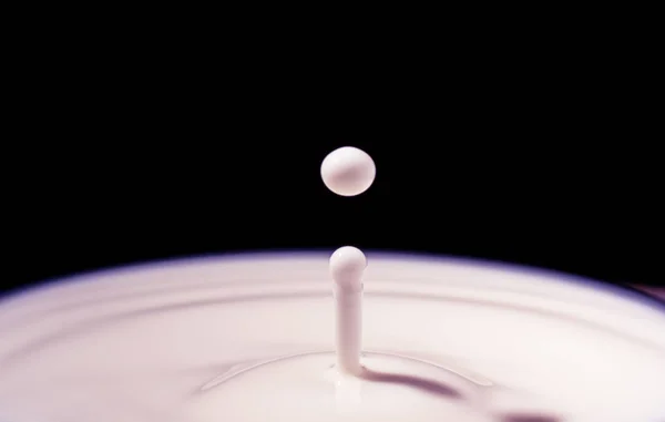 Крапля молока - крапля молока падає на білу рідину і створює — стокове фото