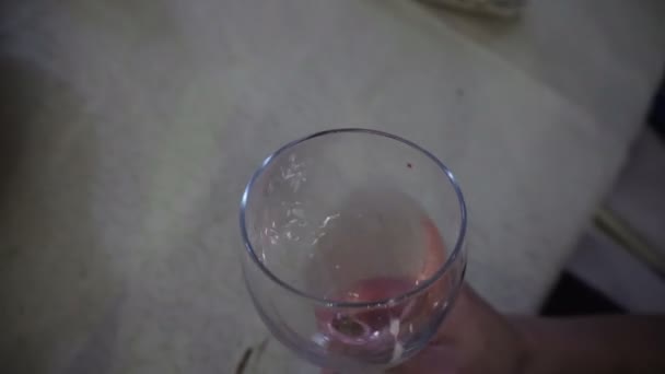 Plays with a glass of wine — Stock Video