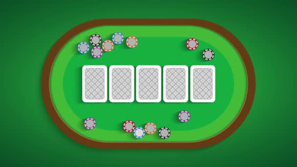 Poker tafel met een combinatie van Royal Flush — Stockvideo