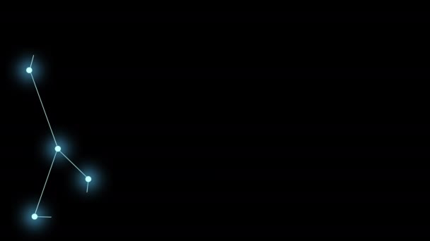 Constellation Dragon на черном фоне. Светящиеся голубые звёзды соединены линиями. Графика движения . — стоковое видео
