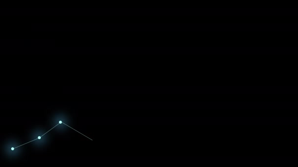 Hydra-Konstellation auf schwarzem Hintergrund. Leuchtend blaue Sterne sind durch Linien miteinander verbunden. Bewegungsgrafik. — Stockvideo