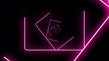 Dikdörtgenlerden oluşan neon bir tünel spiral şeklinde döner. Hareket grafikleri.