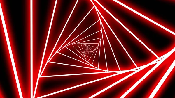 Neonowy tunel trójkątów kręci się. — Zdjęcie stockowe
