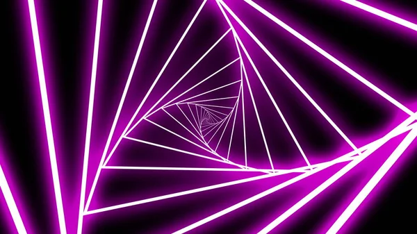A neon tunnel of triangles spins. — Stock Photo, Image