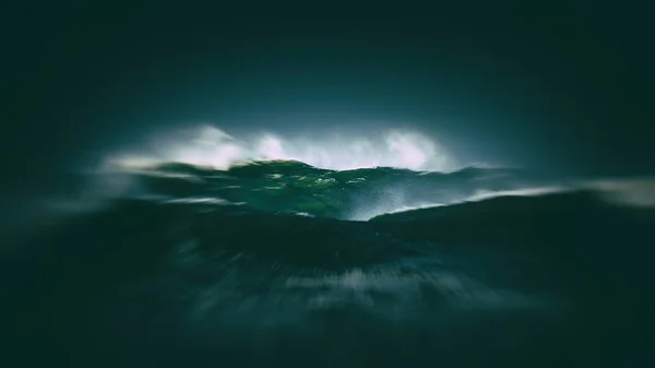Stora Vågor Med Stormigt Väder Och Effekten Rörelse Oskärpa — Stockfoto