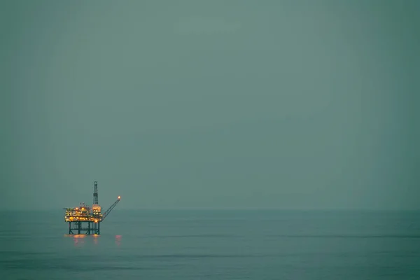 Oil Rig Drilling Platform Sea Night — Stock Photo, Image