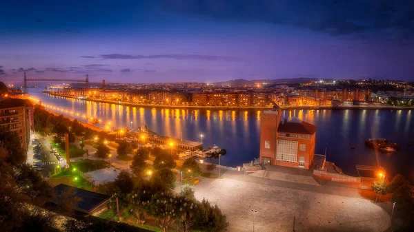 Panorama Portugalete Getxo Con Ponte Sospeso — Foto Stock