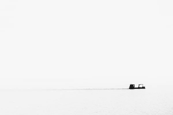 Navio Preto Branco Chave Alta — Fotografia de Stock