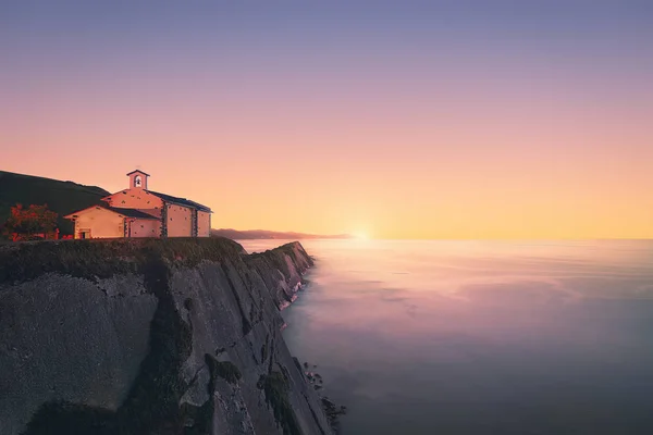 Gün Batımında San Telmo Kilise Zumaia Içinde Gipuzkoa Bask Bölgesi — Stok fotoğraf