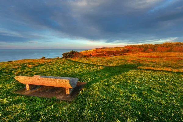 Schöne Bank Einem Park Der Nähe Des Meeres Galea Getxo — Stockfoto