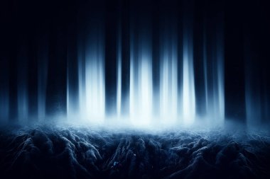 dark forest with scary roots  clipart