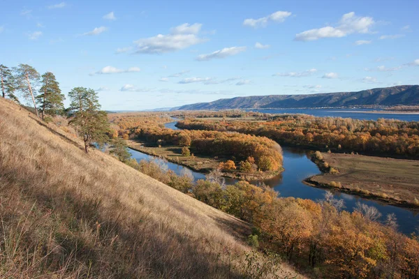 Vyn Volgafloden Och Zhiguli Kullarna Nära Togliatty City Hösten — Stockfoto