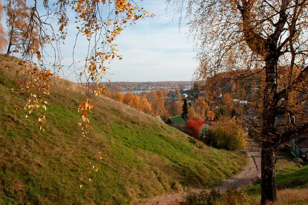 Volga Folyó Őszi Ples Város — Stock Fotó