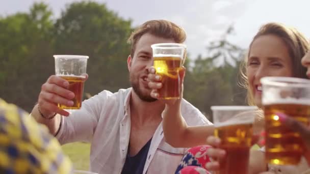 Grupo Jóvenes Haciendo Brindis — Vídeo de stock