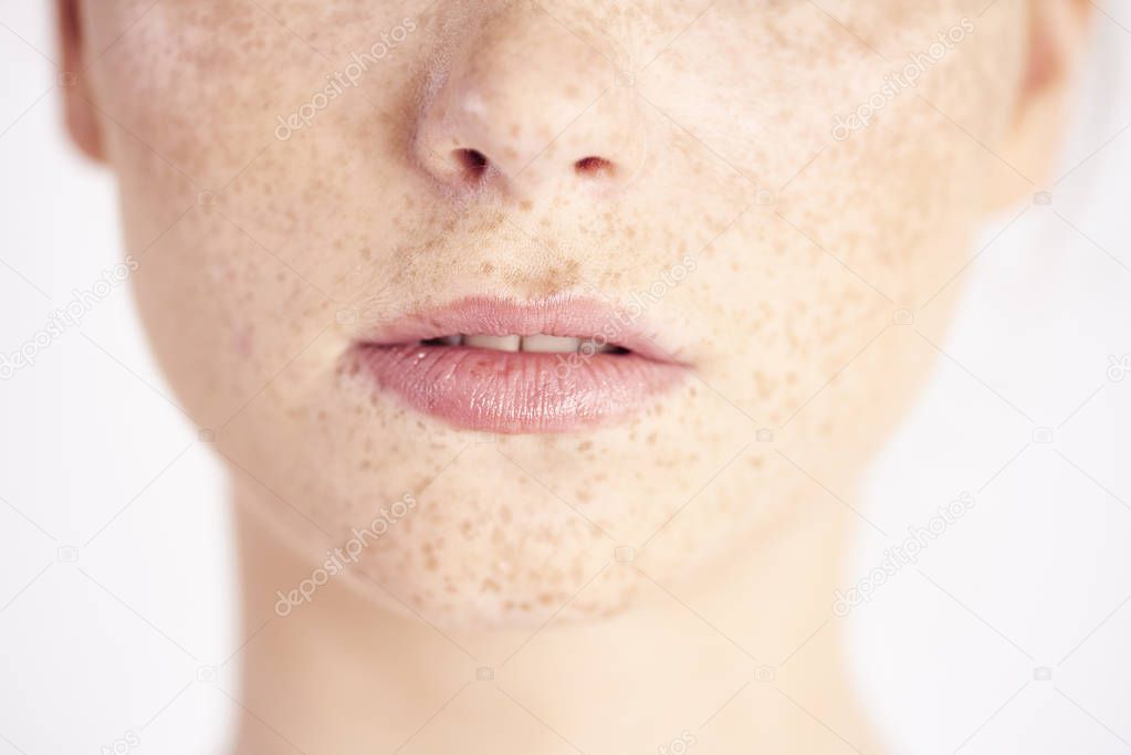 Close up of natural beauty's mouth 
