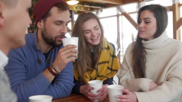 Amigos Durante Las Vacaciones Invierno — Vídeos de Stock