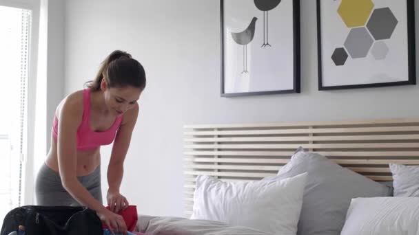 Bolso Embalaje Mujer Para Gimnasio — Vídeos de Stock