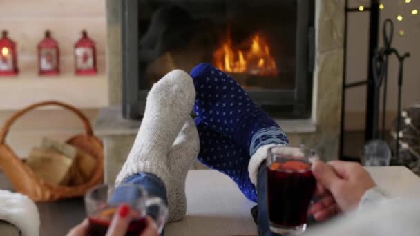 Human Legs Fireplace — Stock Video