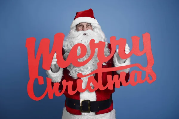 Kerstman Met Christmassy Banner — Stockfoto
