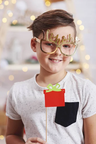 Portrét Happy Boy Době Vánoc — Stock fotografie