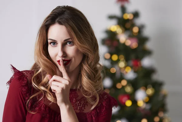 Portrait Sexy Woman Shushing — Stock Photo, Image