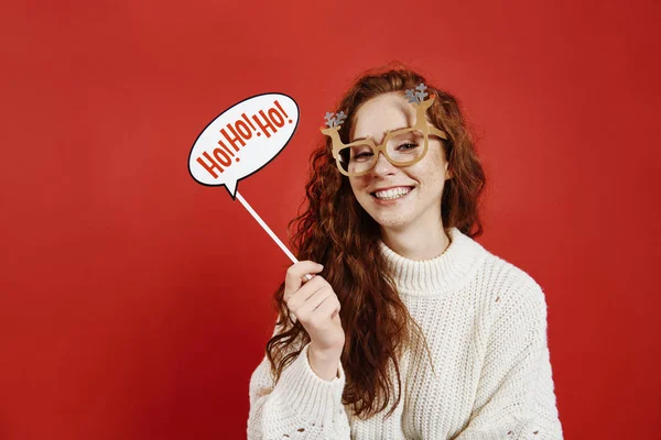 Retrato Chica Juguetona Celebrando Navidad — Foto de Stock