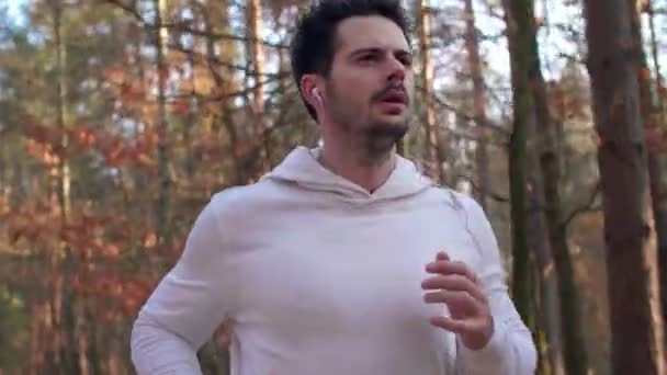 Ormandaki Koşucu Yakın Çekim — Stok video