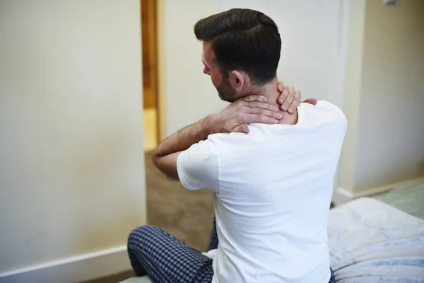 Rear View Man Suffering Neck Pain — Stock Photo, Image