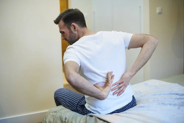 Rear View Man Suffering Backache — Stock Photo, Image