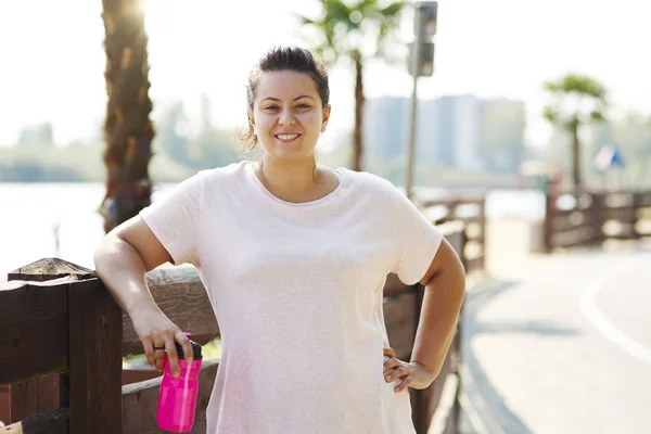 Portrait Smiling Woman Great Workout — Stock Photo, Image