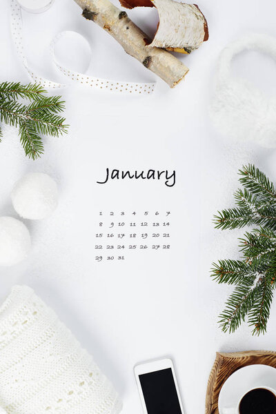 Calendar for January 2019 creative background