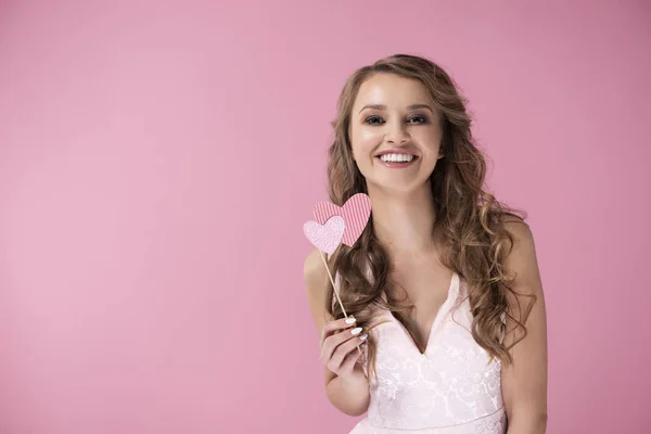 Studio Shot Smiling Woman — Stock Photo, Image