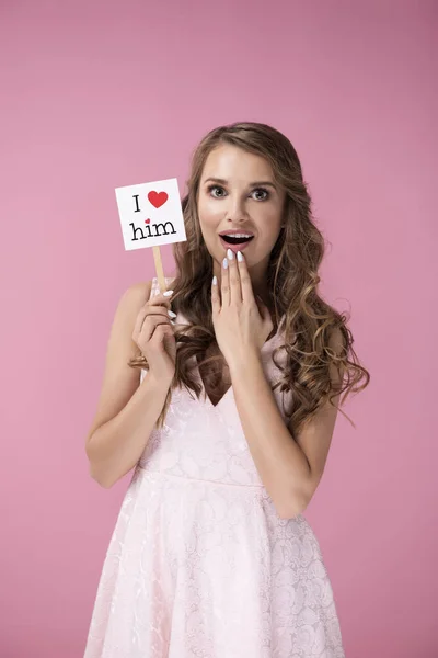 Překvapen Dívka Příslušenstvím Valentines — Stock fotografie