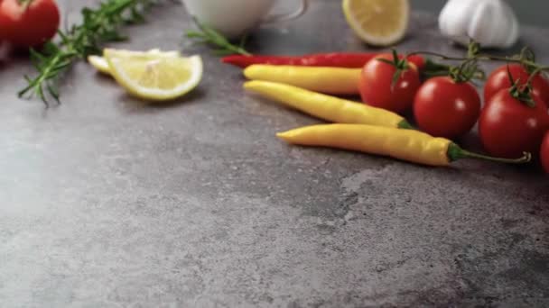 Filete Salmón Frito Mesa — Vídeos de Stock