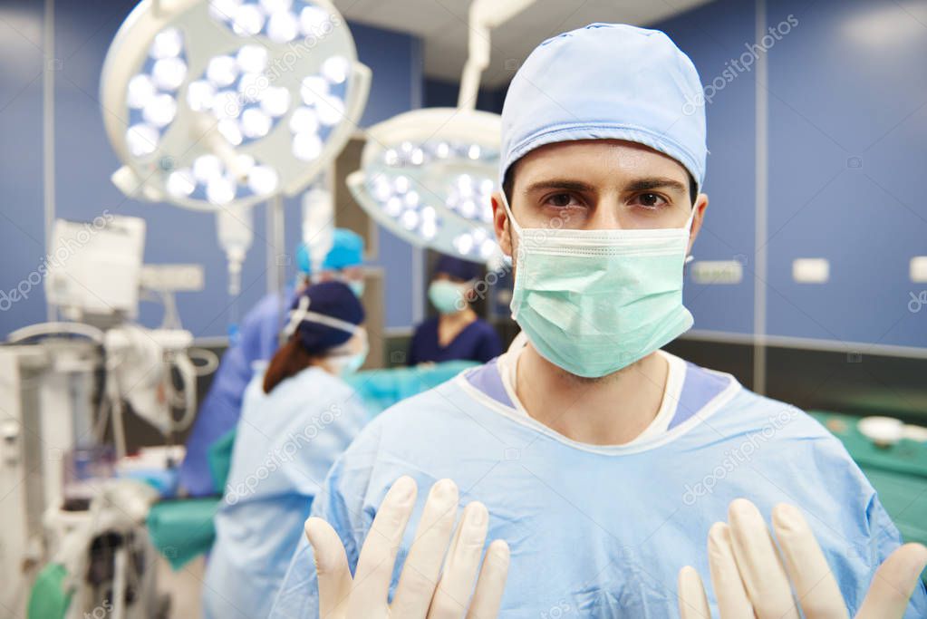 Portrait of male surgeon at operating room 
