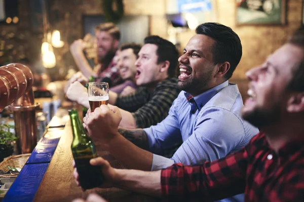 Soccer Fan Feel Good Winning — Stock Photo, Image